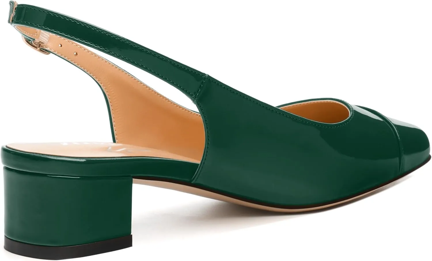 Women's Slingback Pumps, Low Chunky Heels Square Toe Pumps for Women, Block Heels Dress Shoes Closed Toe Comfortable Wedding Work Pump Sandals