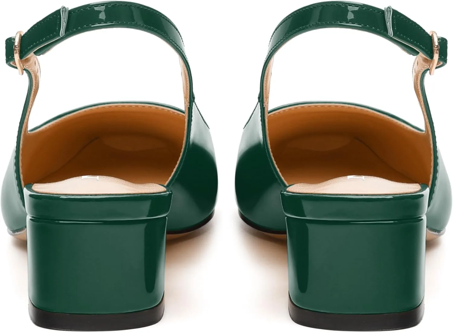 Women's Slingback Pumps, Low Chunky Heels Square Toe Pumps for Women, Block Heels Dress Shoes Closed Toe Comfortable Wedding Work Pump Sandals