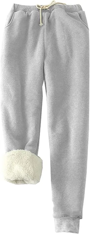 Womens Sweatpants Fleece Sherpa Lined Sweatpants with Pocket Thermal Leggings Winter Warm Sherpa Lined Joggers