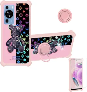 Xgody Mate 50 6.5 Case Compatible for Xgody Mate 50 6.5 Phone Case Cover [with Tempered Glass Screen Protector][Hard PC   Soft Silicone][Ring Support] [Colorful Reflect Light] IMDF-JXX