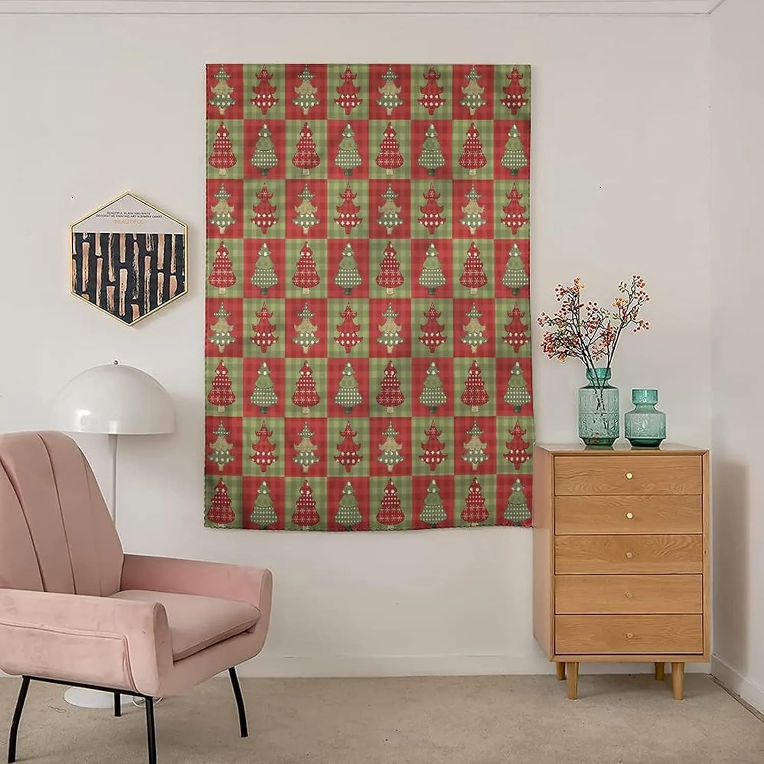 XISUNYA Adjustable Blackout Shades, Christmas Portable Blackout Curtain, Xmas Trees Quilt Print Living Room Bedroom Window Drapes,26W x40L Inch, for Bathroom Living Room Bedroom