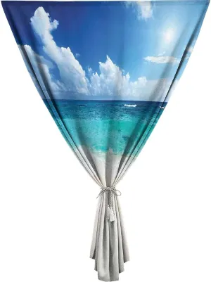 XISUNYA Anywhere Portable Blackout Curtain, Ocean Door Window Curtains, Paradise Beach in Caribbean Sea Dreams Space Print Bedroom Blackout Curtains,24W x40L Inches, for Nursery,Children Kids Bedroom