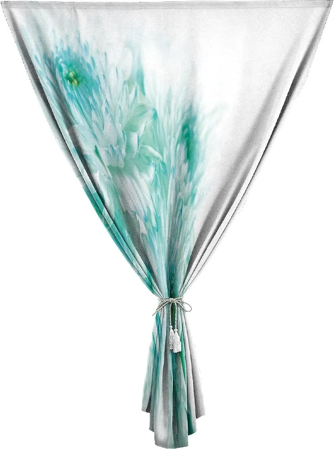 XISUNYA Travel Windows Blackout Curtain, Aqua Curtain Shades, Asian Dahlia Flowers and Buds Leaves Image Print Adjustable Temporary Blackout Shades,35W x63L Inch, for Bathroom Living Room Bedroom