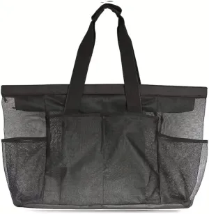 XXL Mesh Beach Bag, Extra Large Beach Tote with Zipper Pocket, Foldable Pool Bag for Family, Toys, & Vacation Essentials
