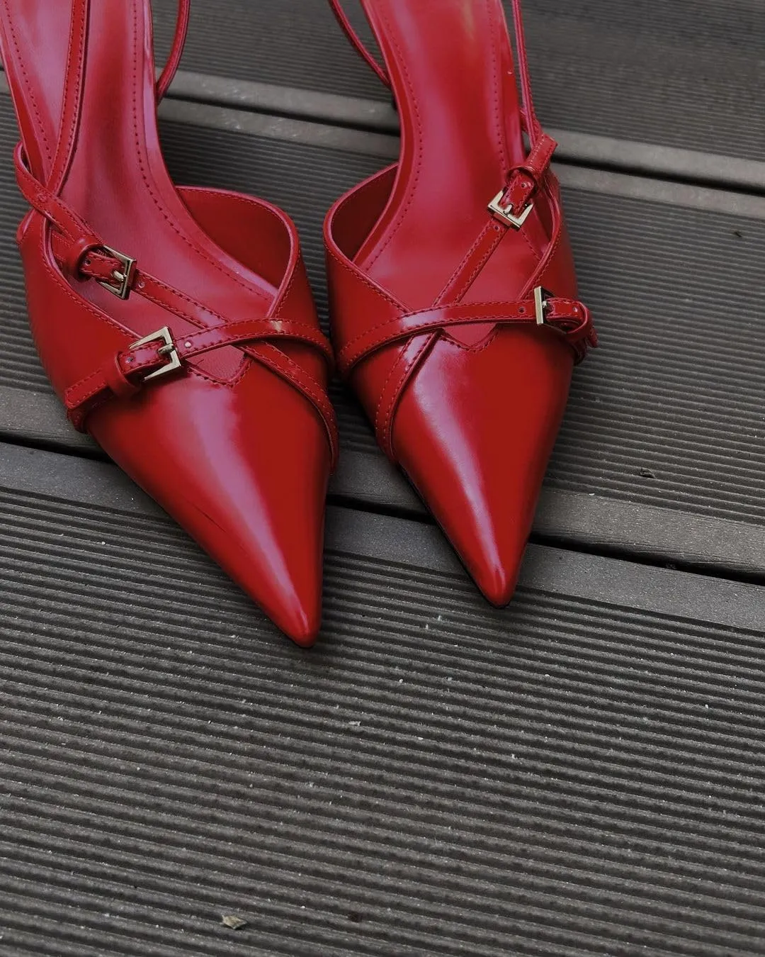 Yishaweiqi Slingback Kitten Heels for Women Buckle Strap Pointed Toe Dress Pumps Shoes Slip On Heeled Sandals