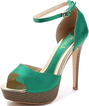 YooPrettyz Women Peep Toe Dress High Heel Ankle Strap Prom Shoes Wedding Platform Pumps