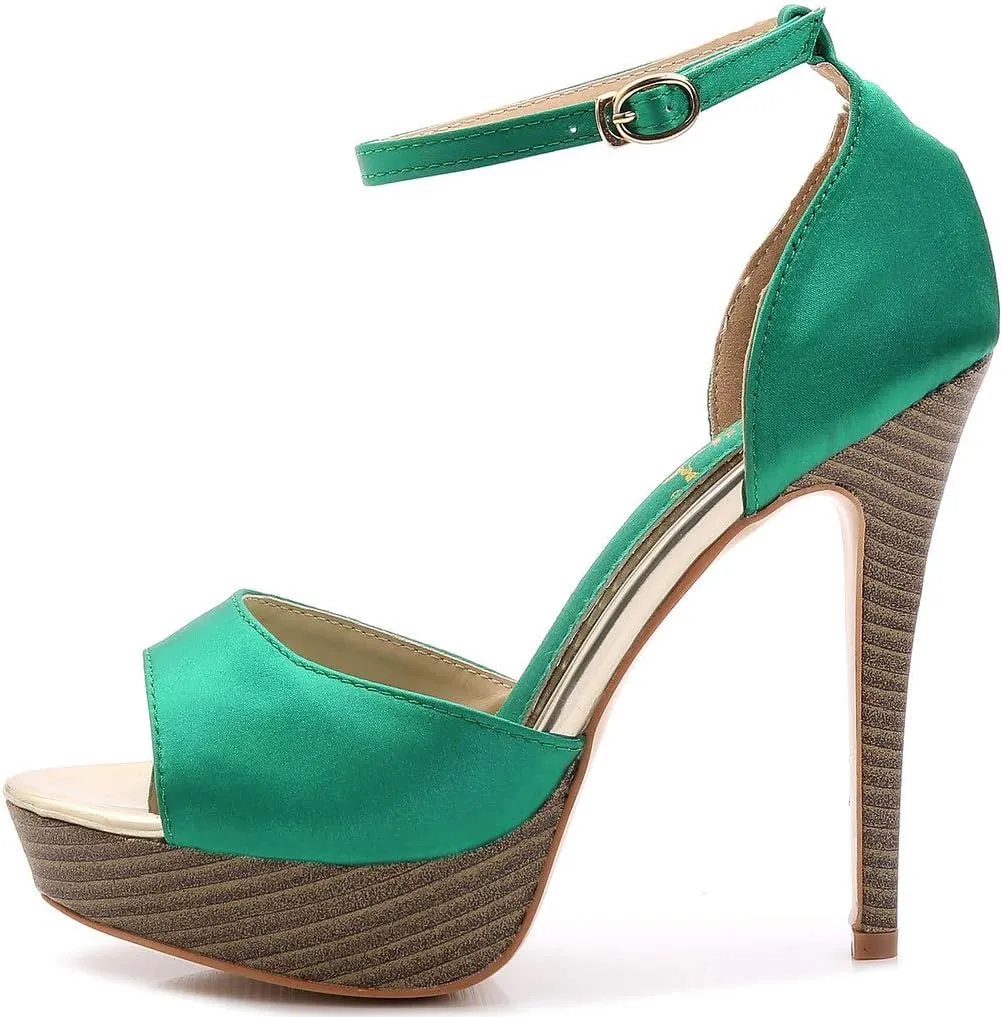 YooPrettyz Women Peep Toe Dress High Heel Ankle Strap Prom Shoes Wedding Platform Pumps