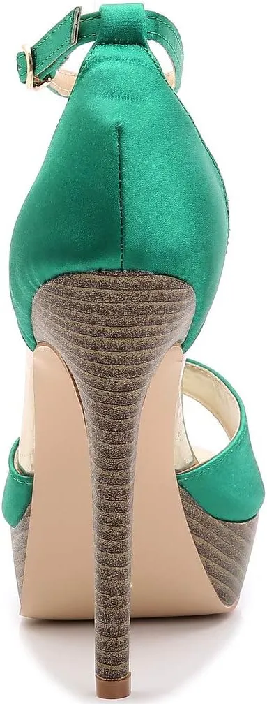 YooPrettyz Women Peep Toe Dress High Heel Ankle Strap Prom Shoes Wedding Platform Pumps