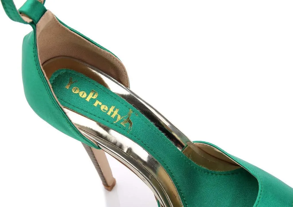 YooPrettyz Women Peep Toe Dress High Heel Ankle Strap Prom Shoes Wedding Platform Pumps