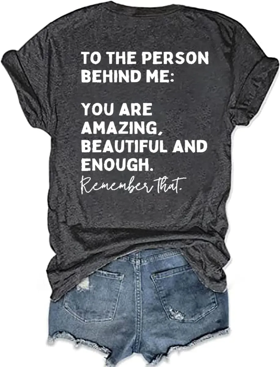 You Matter to The Person Behind Me T-Shirt Women Casual Short Sleeve V-Neck Shirts Tops Inspirational Graphic Tee