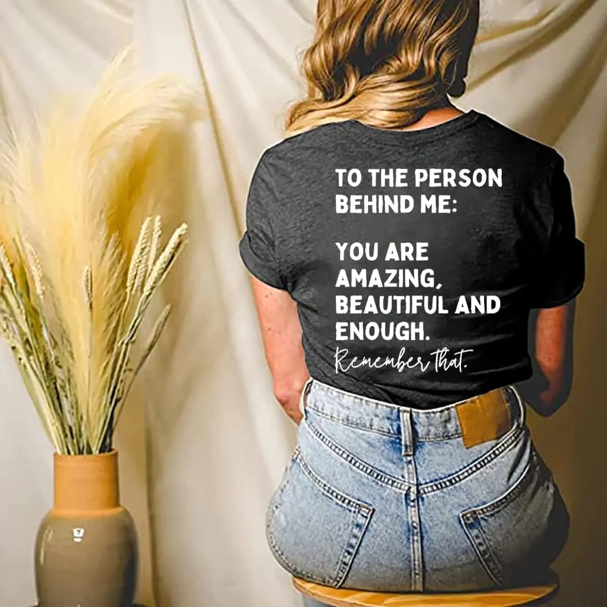 You Matter to The Person Behind Me T-Shirt Women Casual Short Sleeve V-Neck Shirts Tops Inspirational Graphic Tee
