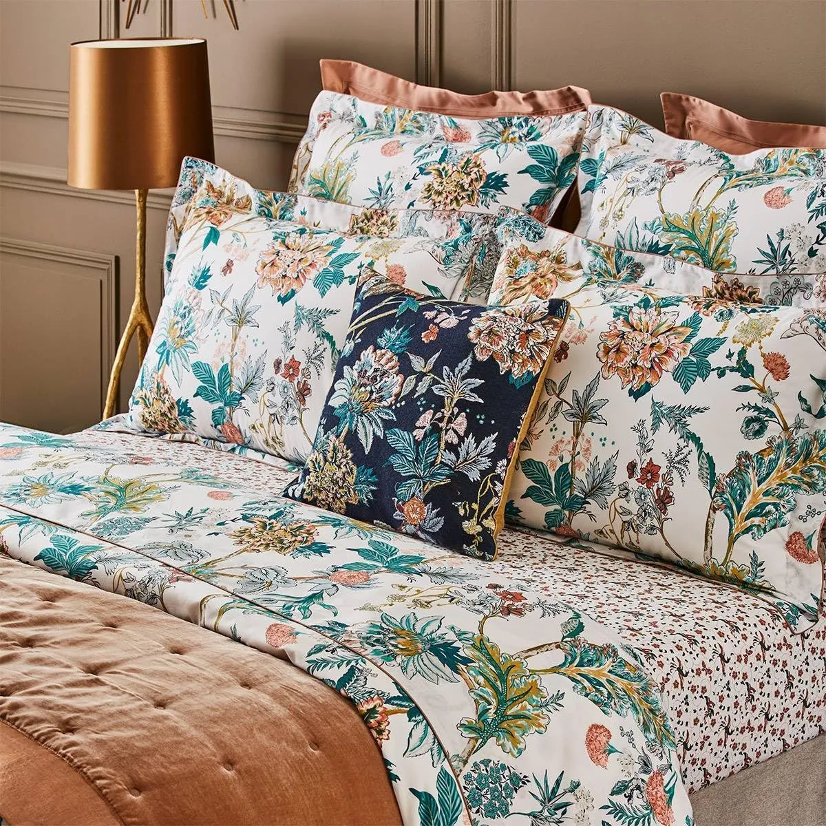 Yves Delorme Golestan Multicolor Euro 26 x 26 in Sham Extra Soft and Cooling Luxury Sheets, 100% Natural Organic Cotton - Breathable and Durable