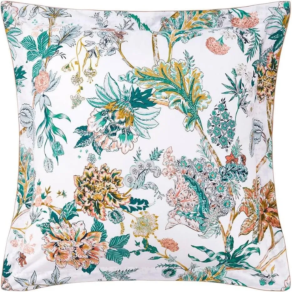 Yves Delorme Golestan Multicolor Euro 26 x 26 in Sham Extra Soft and Cooling Luxury Sheets, 100% Natural Organic Cotton - Breathable and Durable